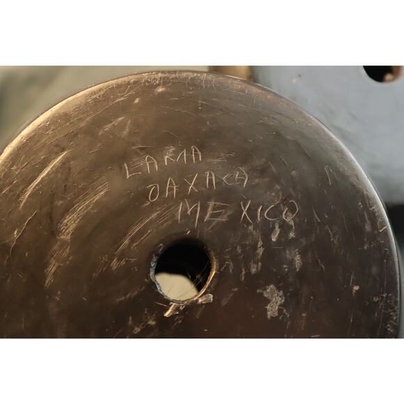 Vintage Mexican Lama Oaxaca Barro Negro Candleholder Pair Candle Holders - Picture 6 of 6